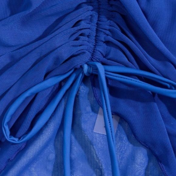 🌵 Bundle to save🌵Sheer mesh drawstring decor beach skirt women’s size S blue - Picture 7 of 7